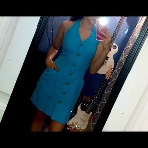 Vintage Aqua Halter Neck Dress
